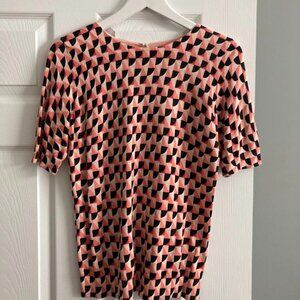 Talbots Geometric Print Bateau Neck Short Sleeve Sweater Women's Size Small